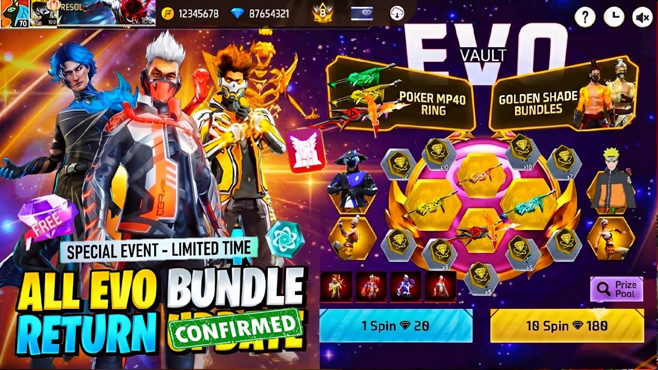 Poker Mp40 Return Confirm💥🤯| All Evo Bundle Return Free Fire Pink Diamond Store l Ff New Event