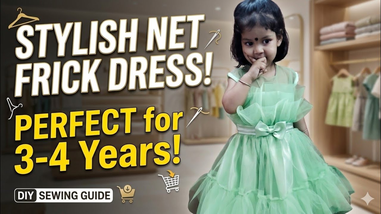 How to make baby net frill frock  /very easy n simple  for 3 to 4 years old baby.  Baby net frock 