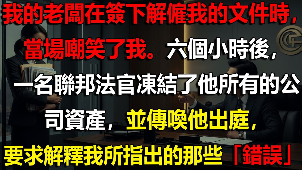 💥 他嘲笑著開除我6小時後⚖️聯邦法官凍結他全部資產
