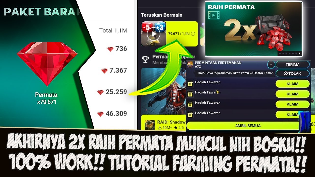 WORK 100% BISA CAIR 100.000 PERMATA!!! TUTORIAL GRINDING GEMS TERBARU EVENT FOOTYVERSE FC MOBILE 26