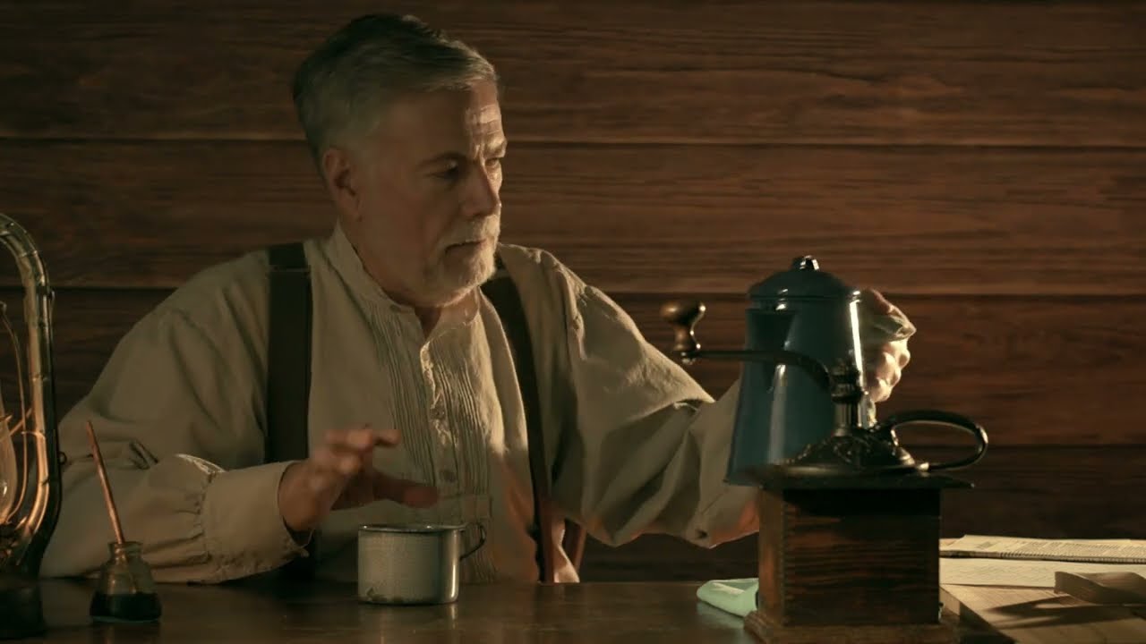 ASMR making coffee 19th century frontier style (fresh beans, wood burning stove, preparing, brewing)