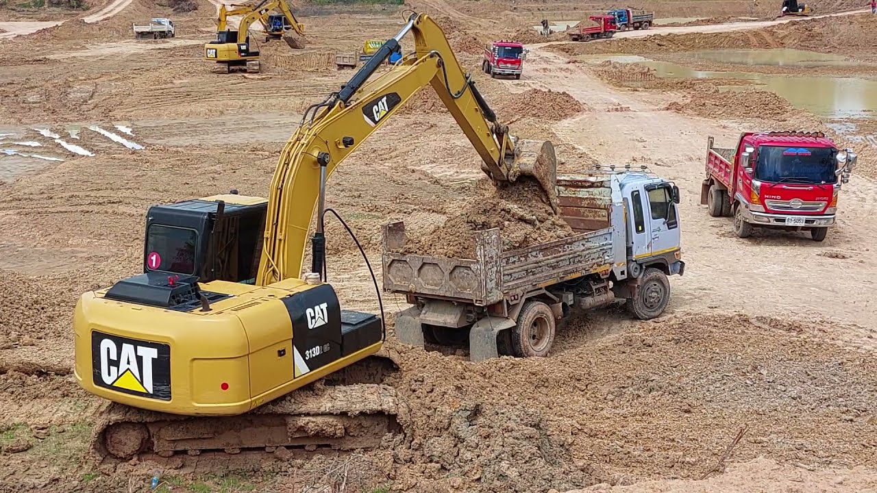 CAT 313D2 GC งานขุดลอกอ่างเก็บน้ำ ดั้มแรง มงคลฟาร์ม จัดให้ excavator and truck EP.8563