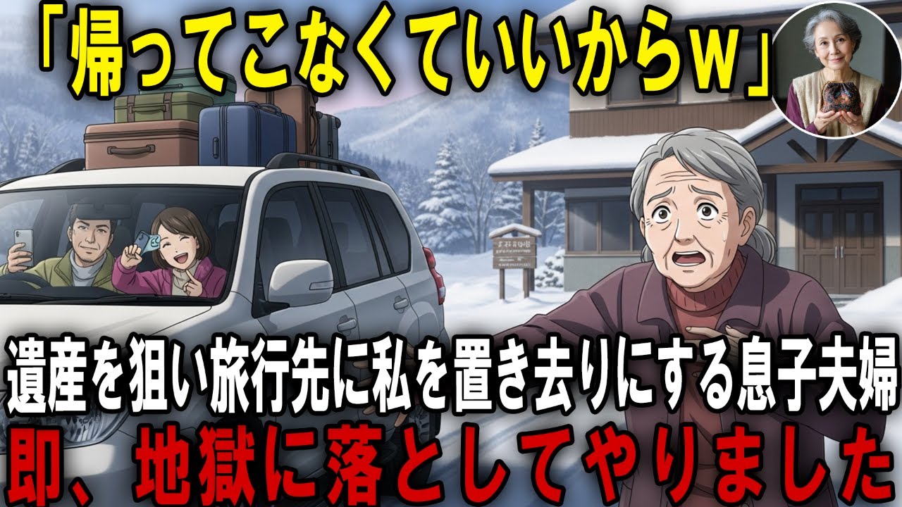 私の遺産を狙い旅行先に置き去りにする息子夫婦。速攻地獄に落としてやりました