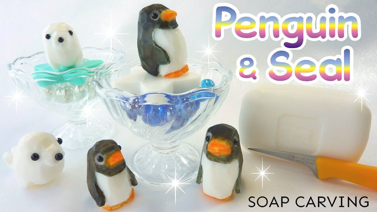 SOAP CARVING | EASY | Penguin and Seal | DIY | Satisfying | ASMR | Stop motion |