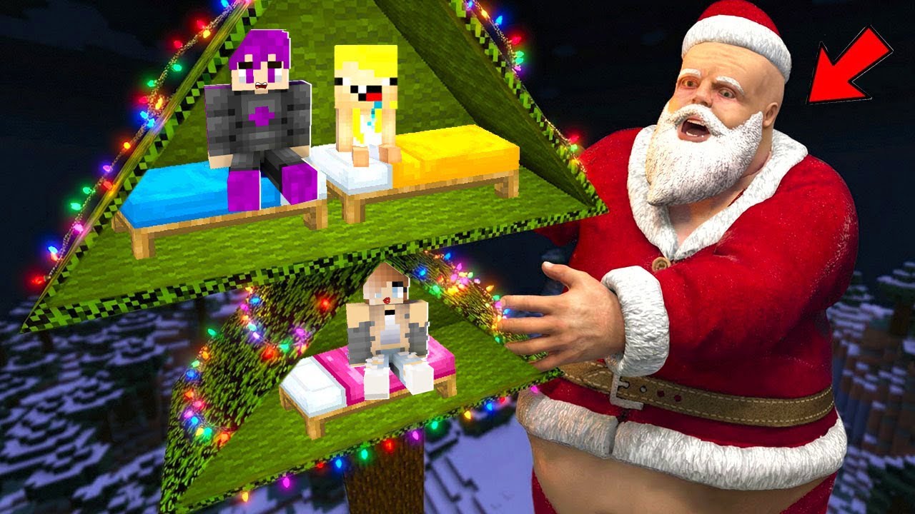 ماين كرافت : التحول والهروب من سانتا العجوز مع سمسمة حبيبتي (اول ليلة في الكريسمس) 🔥😱