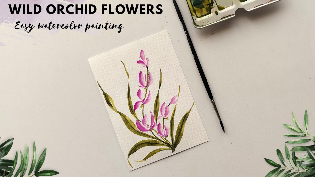 How to paint wild orchid flowers. Easy watercolor flowers for beginners.