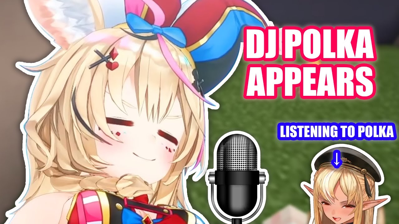 Dj Polka начинает вещание на радио, Флер отключает микрофон и слушает Dj Polka 【Hololive с англий...