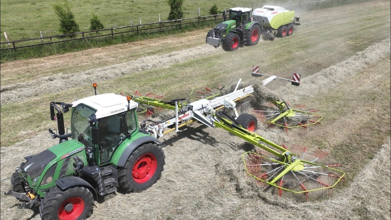 Pressage de balles de foin en Fendt & Claas - X.Schoonbroodt