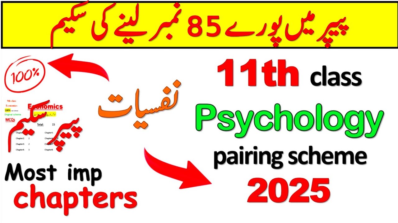 11th Class psychology pairing Scheme and paper pattern 2025|11th psychology / nafsiyat guess 2025