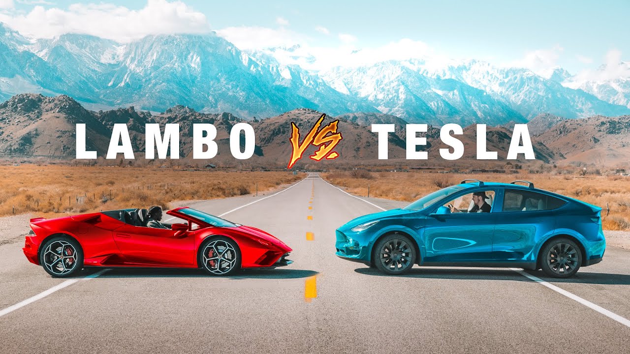 LAMBO VS TESLA Roadtrip Race
