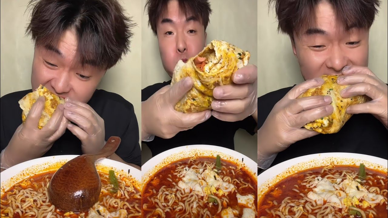 Korean Boy Eating Mukbang ASMR Tasty Bites Eating Night