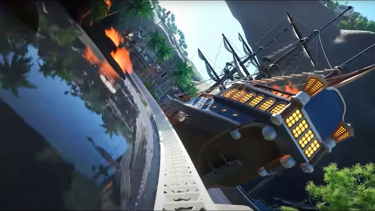 (POV Front Seat) MASSIVE Pirate Themed Roller Coaster!