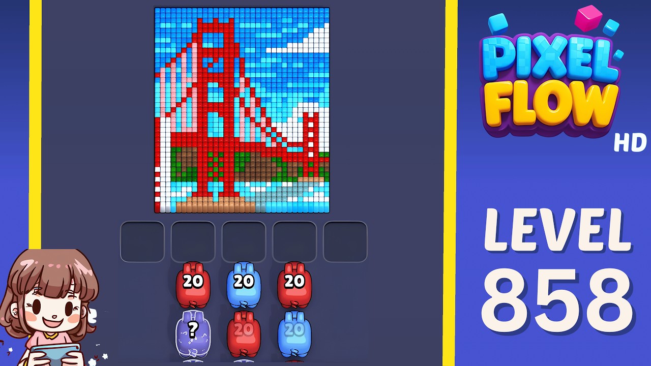 Pixel Flow Level 858 Solution Walkthrough