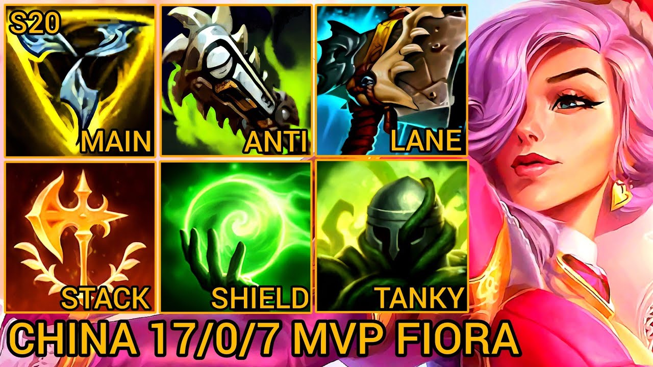 Quadrakills Fiora Baron Lane MVP 17/0/7 - China Wild Rift New Meta Build & Runes By Tiarty