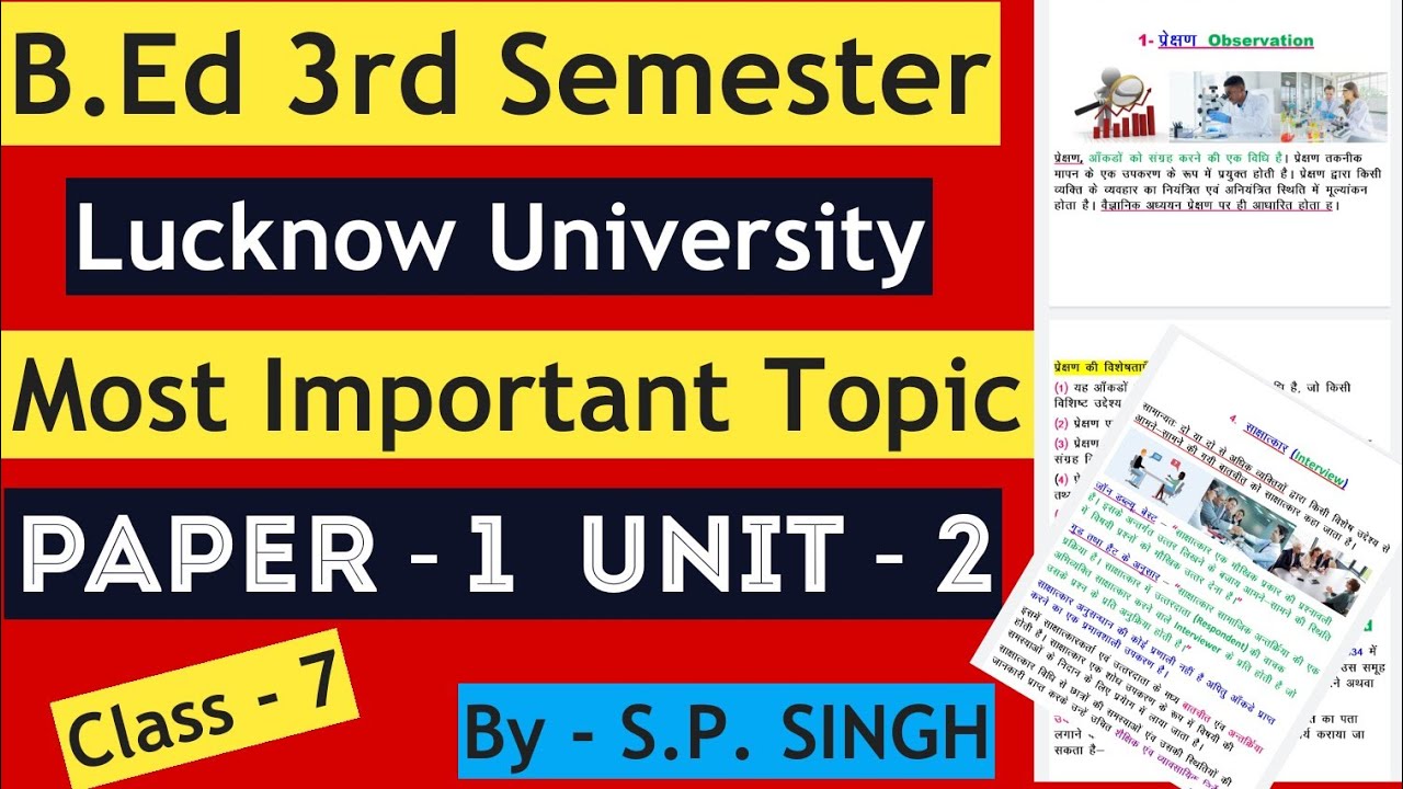 B.Ed 3rd Sem | Lucknow University | Paper - 1 | Class - 7 | साक्षात्कार का अर्थ परिभाषा एंव महत्व ।