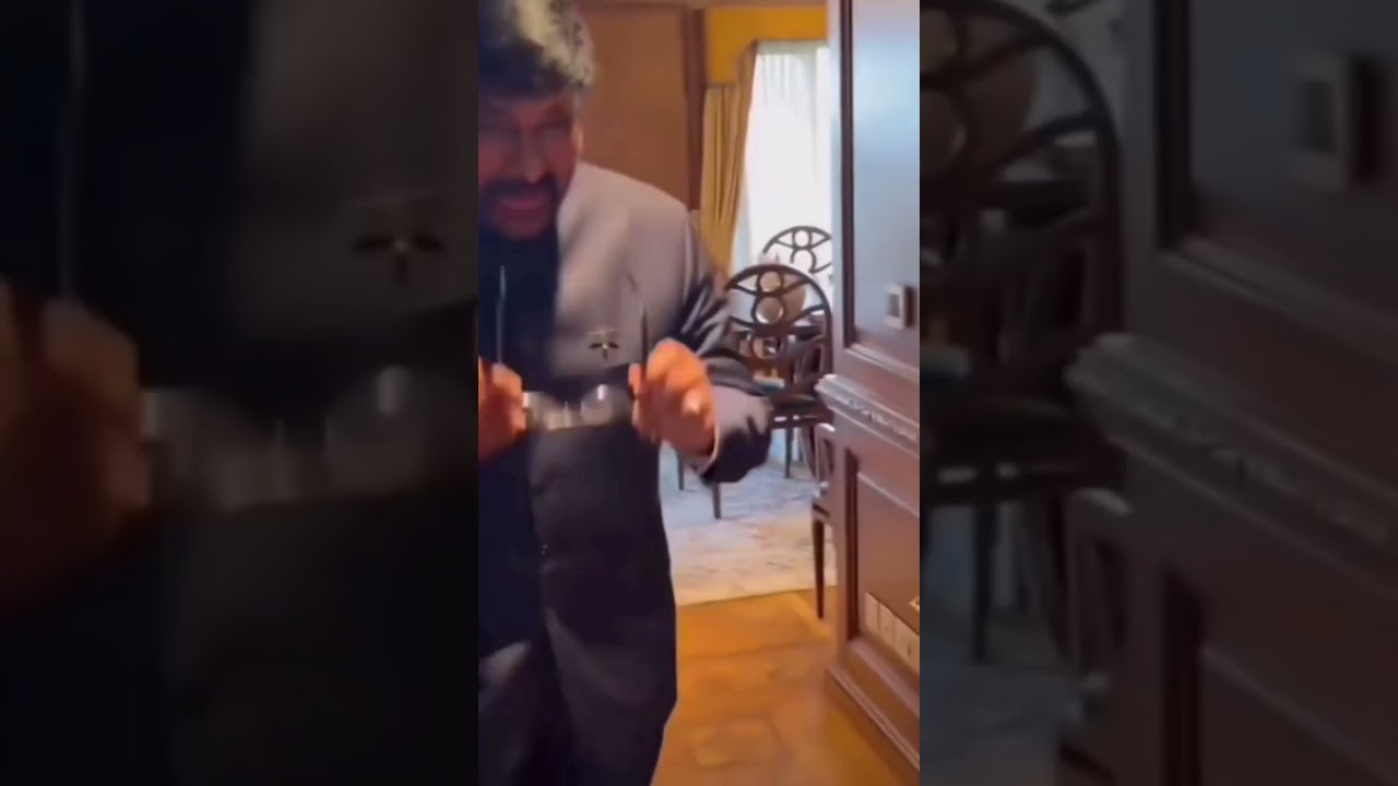 Ram Charan doing makeup for Chiranjeevi at Padma Vibhushan party #ramcharan #megastar #chiranjeevi