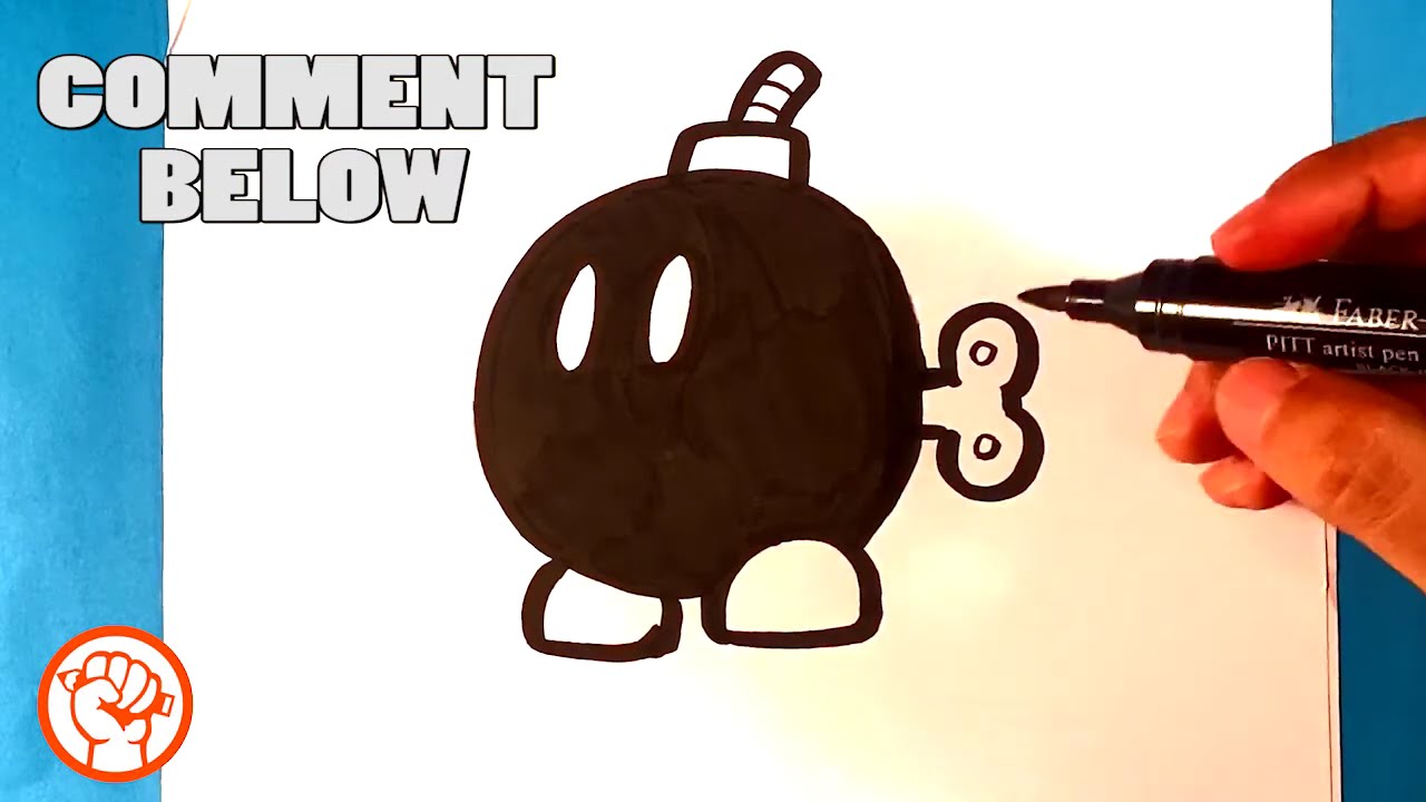 How to Draw Super Mario Bros - Bob-omb - Easy Pictures to Draw