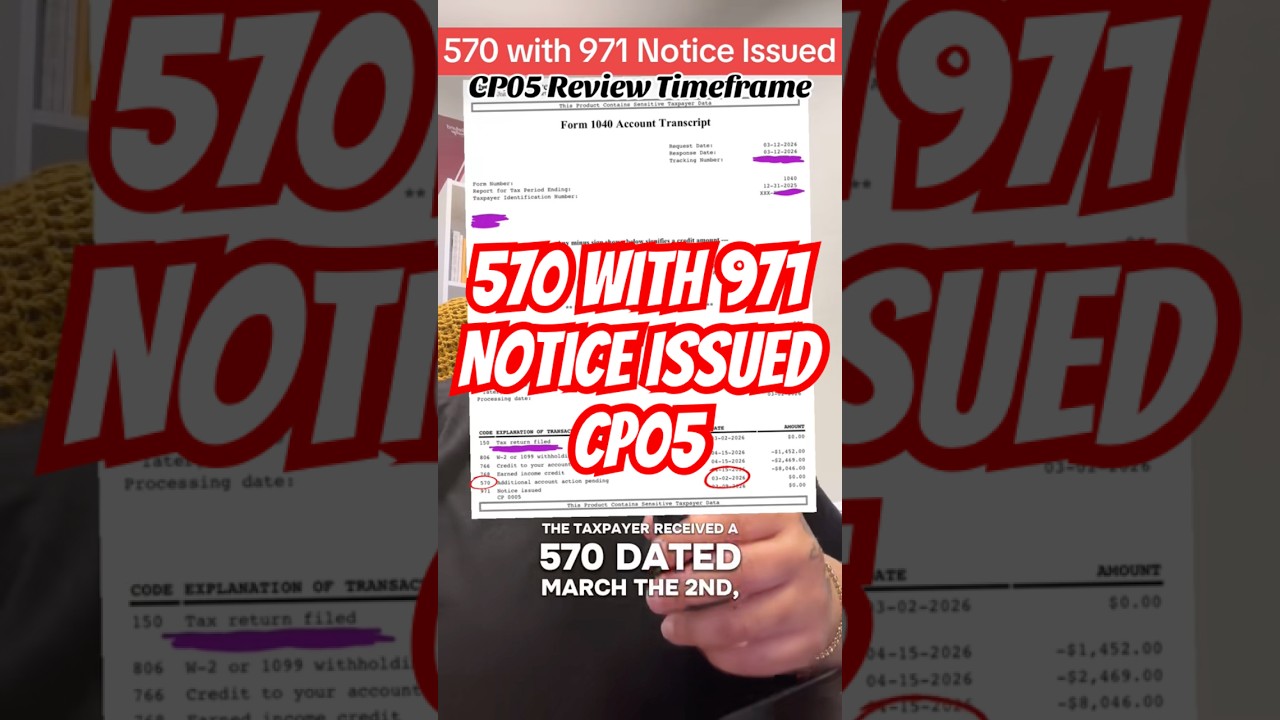 570 with 971 Notice Issued CP05 Timeframe #irs #refund #570 #cp05letter