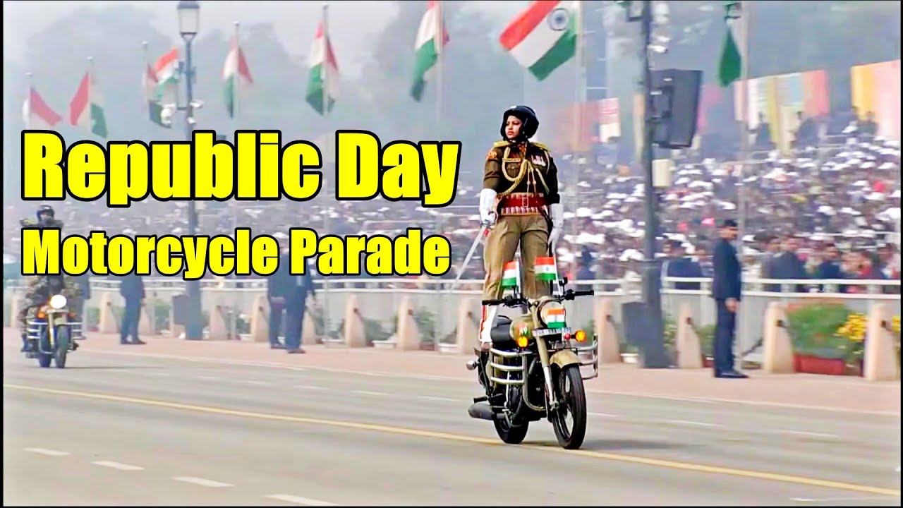 REPUBLIC DAY MOTORCYCLE STUNT PARADE BY FEMALE PARA-MILITARY RIDERS