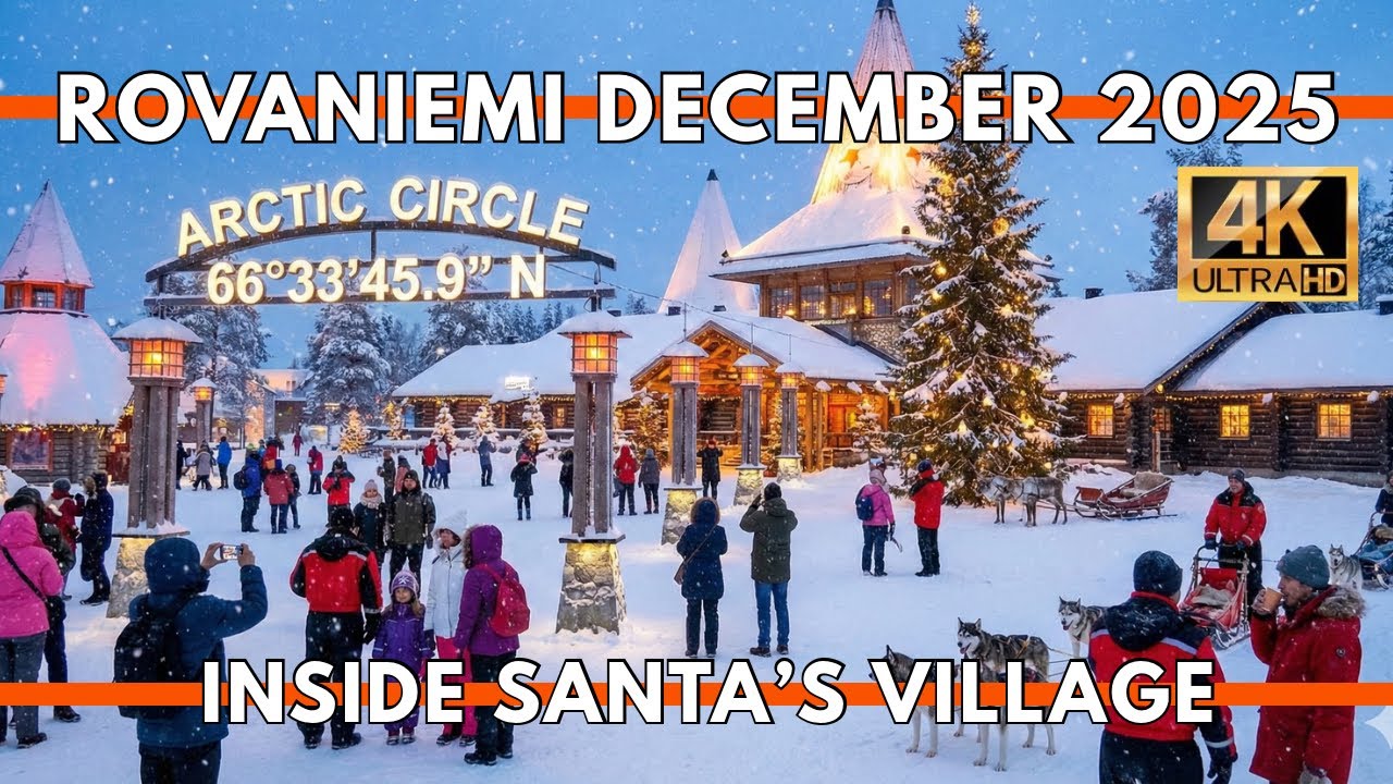 Rovaniemi Finland Santa Claus Village 2025 4K Walking Tour | Arctic Circle, Shops & Souvenirs