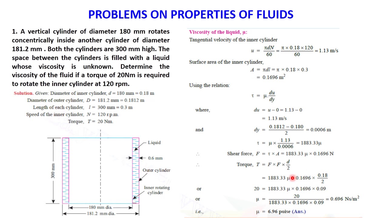 Fluid Mechanics - Problems on Properties of Fluids - Part II