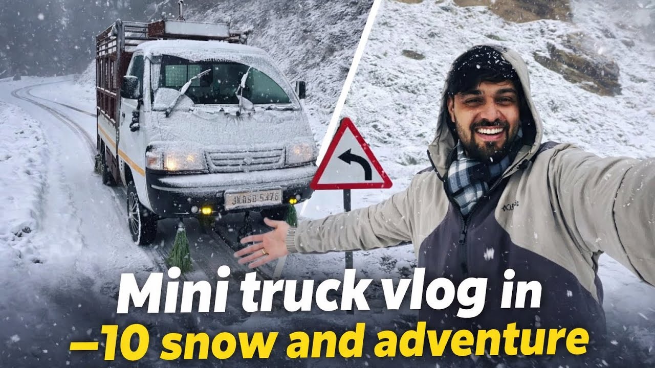 -10°C Extreme Cold ❄️ Mini Truck Vlog | Snow Ride at 9600 Feet
