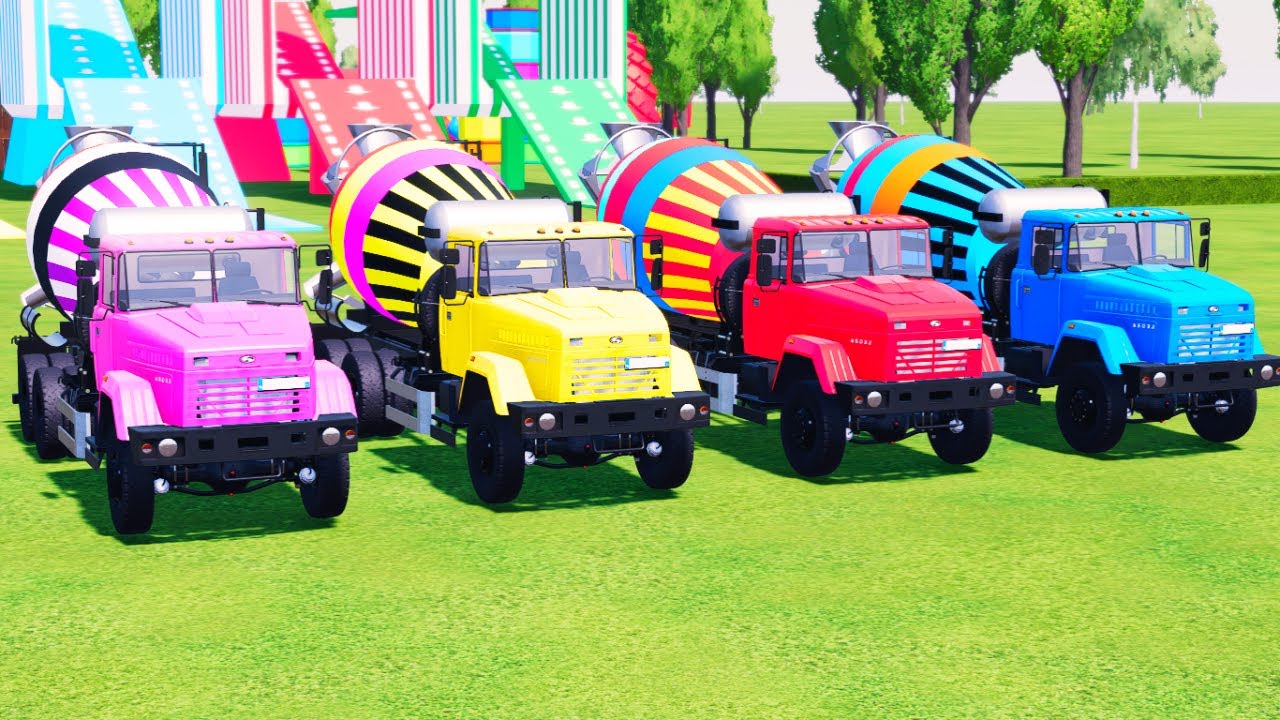 Transporting Mixer Trucks | Crazy Car Action in a Fun Playground