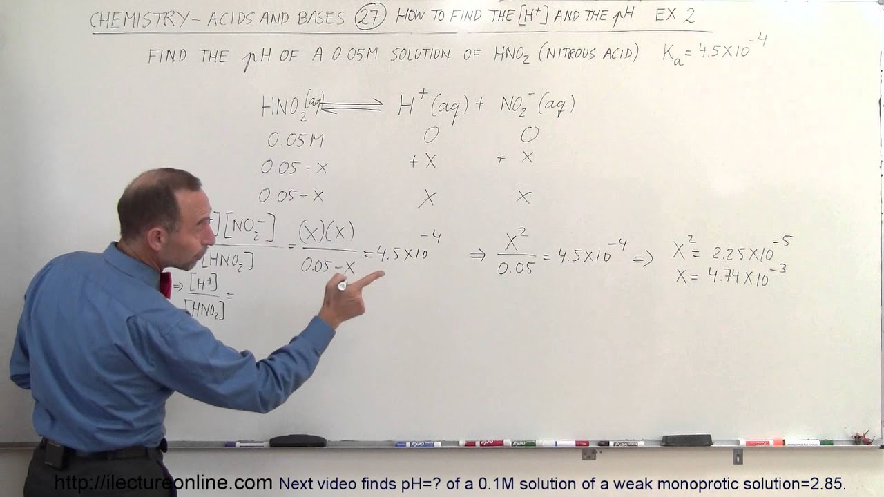 Chemistry - Acids & Bases (27 of 45) How to Find the [H+] and pH of Nitrous Oxide
