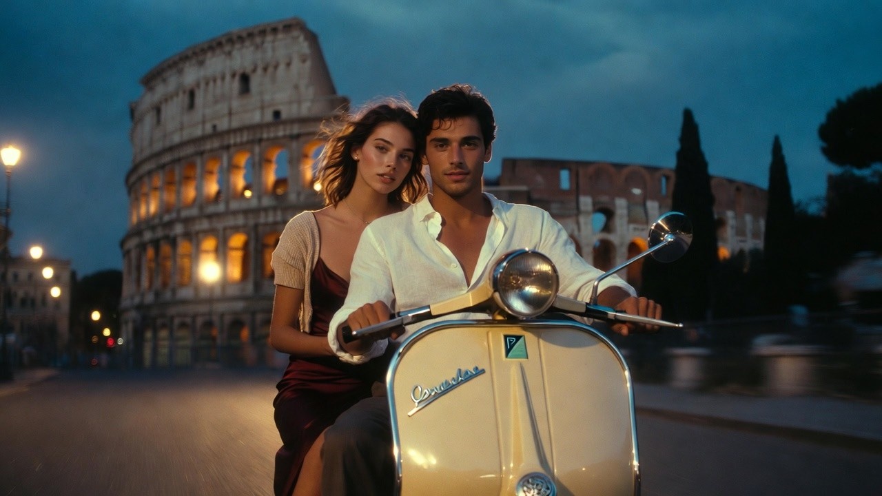 Vintage Italian Love Song ❤️1960s Italian Romantic Duet in Rome 🌙 Notte Lenta, Amore Mio.