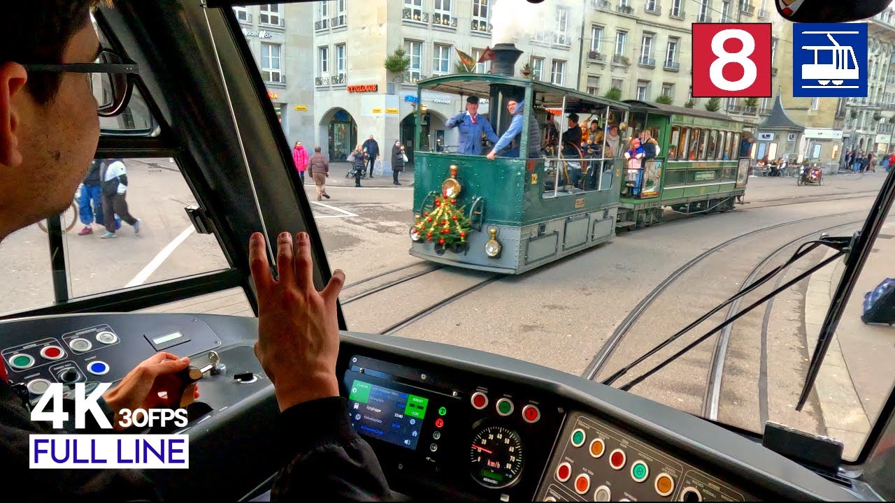 130 year old STEAM tram! 🇨🇭 Cab Ride Bern Tram 8 Driver's POV  | Saali - Brünnen Westside [4K]