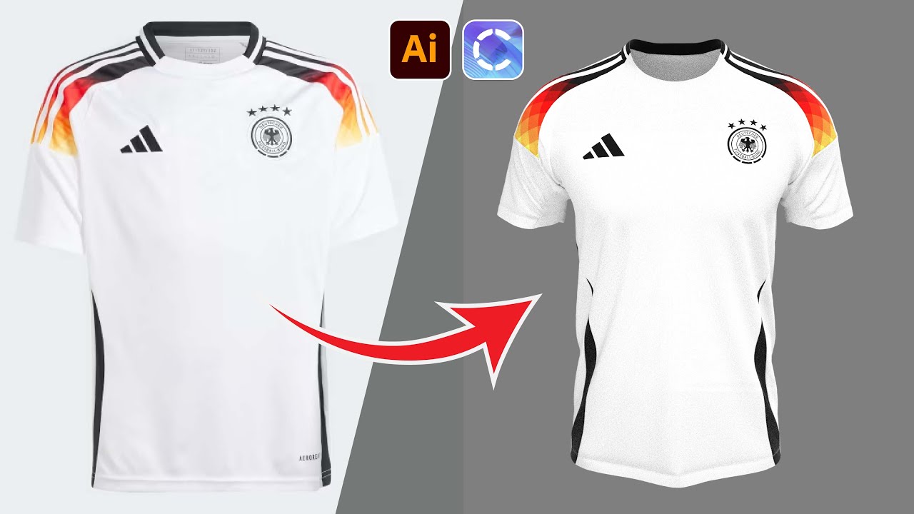 Create a 3D adidas Germany 24 Home Jersey Design  | Free Mockup Jersey | Adobe Illustrator | CLO3D