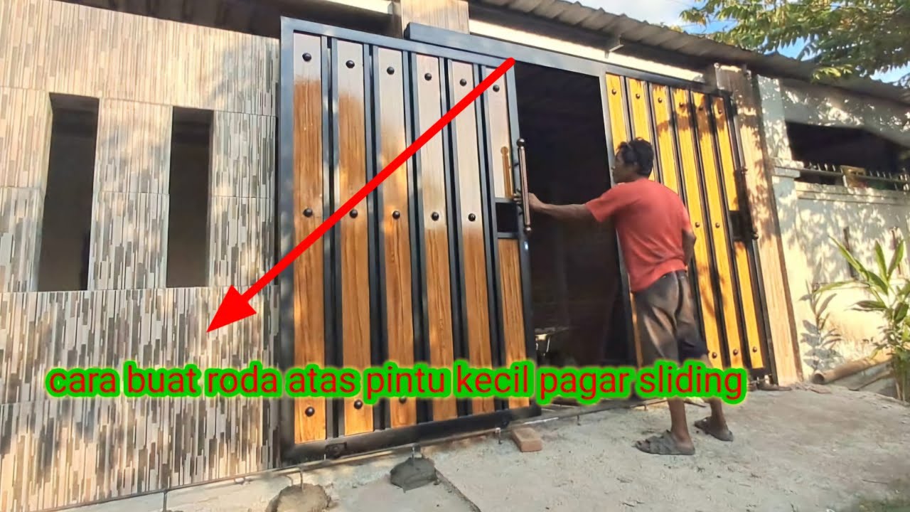 cara buat dan pasang rel atas pintu pagar sliding double, diy