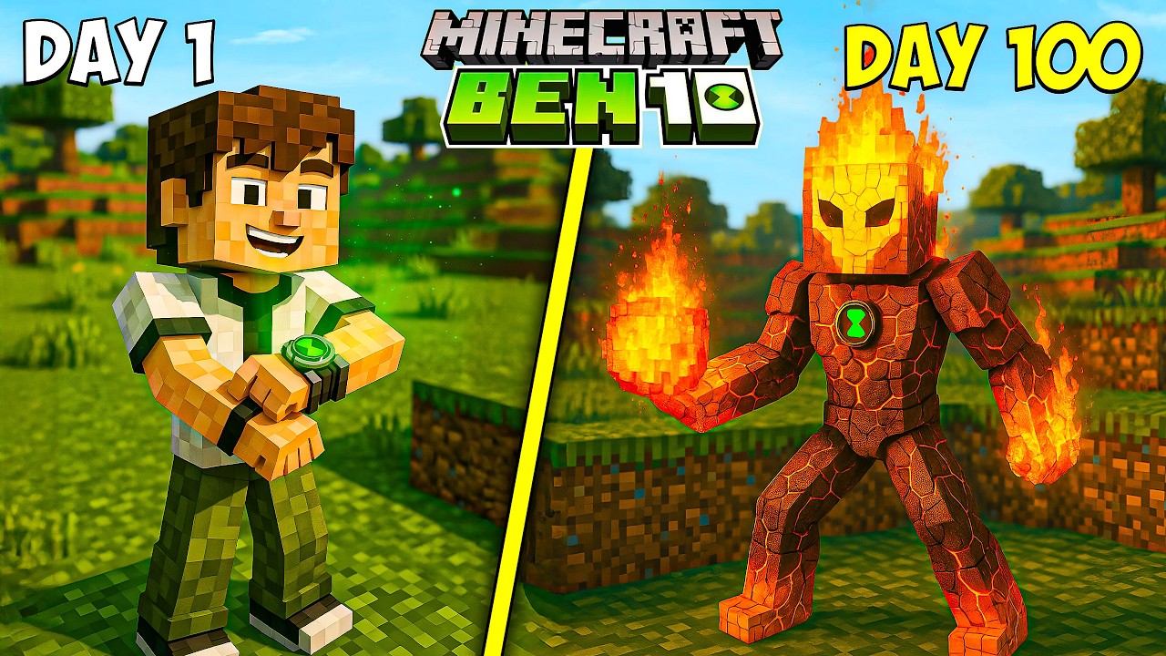I Survived 100 Days as BEN 10 in Minecraft!