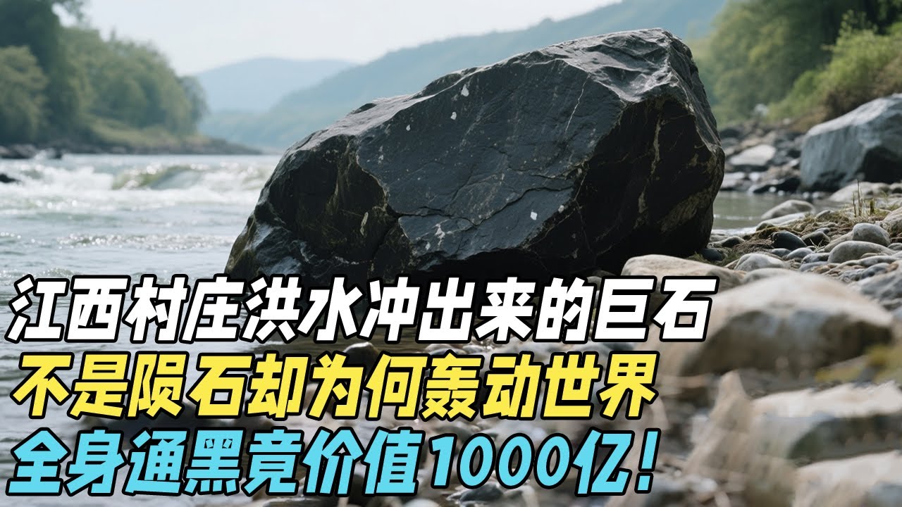 江西村庄洪水冲出来的巨石，被村民五花大绑，不是陨石却为何轰动世界，全身通黑竟价值1000亿！【奇谈】