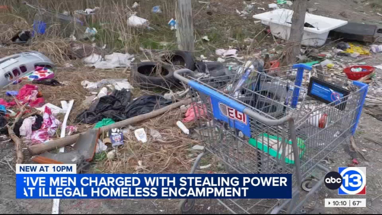 5 arrested for stealing electricity at homeless encampment, police say