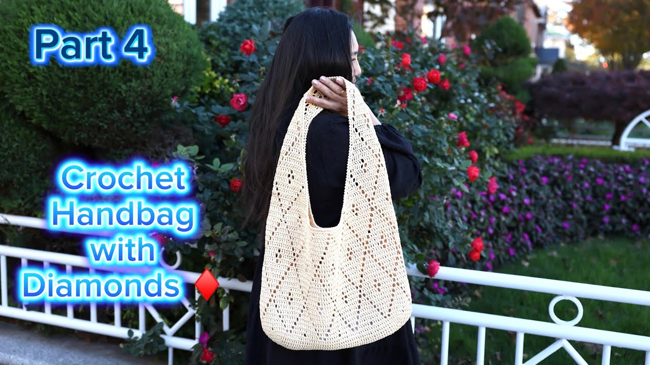 How To Crochet Everyday Tote Bag-Beginner Friendly Crochet Legendary Handbag with Diamonds♦️Part 4♦️