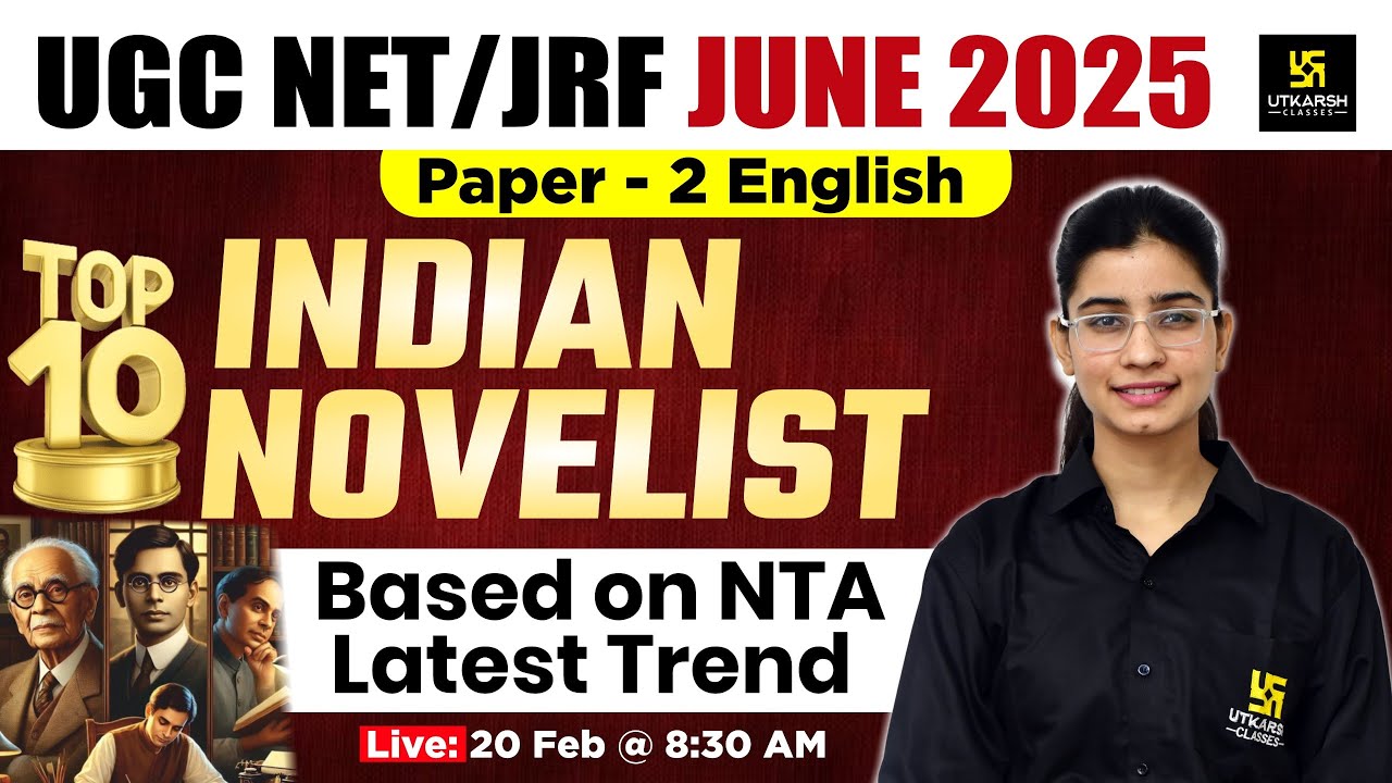 TOP 10 Indian Novelist ( Based on NTA Latest Trend ) | By Prerna Ma'am | Utkarsh UGC NET JRF