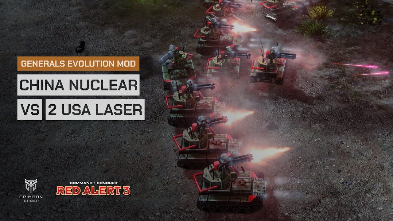 Red Alert 3 [Generals Evolution Mod] - China Nuclear vs 2 USA Laser Brutal AI