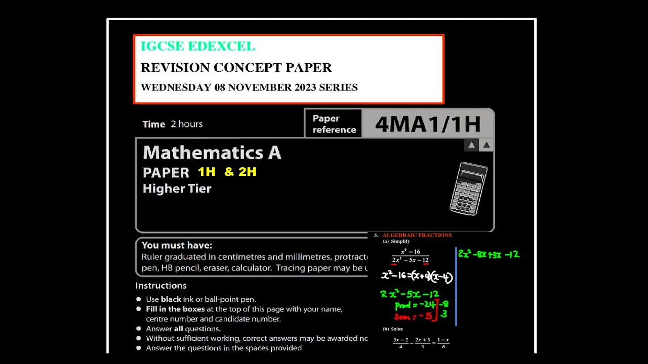 IGCSE EDEXCEL MATHEMATICS CONCEPT PAPER 1 AND 2 PREDICTION