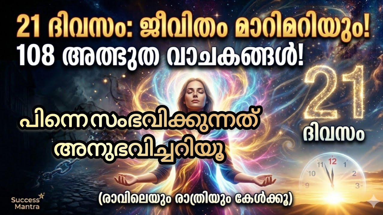 21 ദിവസം രാവിലെയും രാത്രിയും ഇത് കേൾക്കൂ! നിങ്ങളുടെ ജീവിതം മാറിമറിയും | 108 Gratitude Affirmations