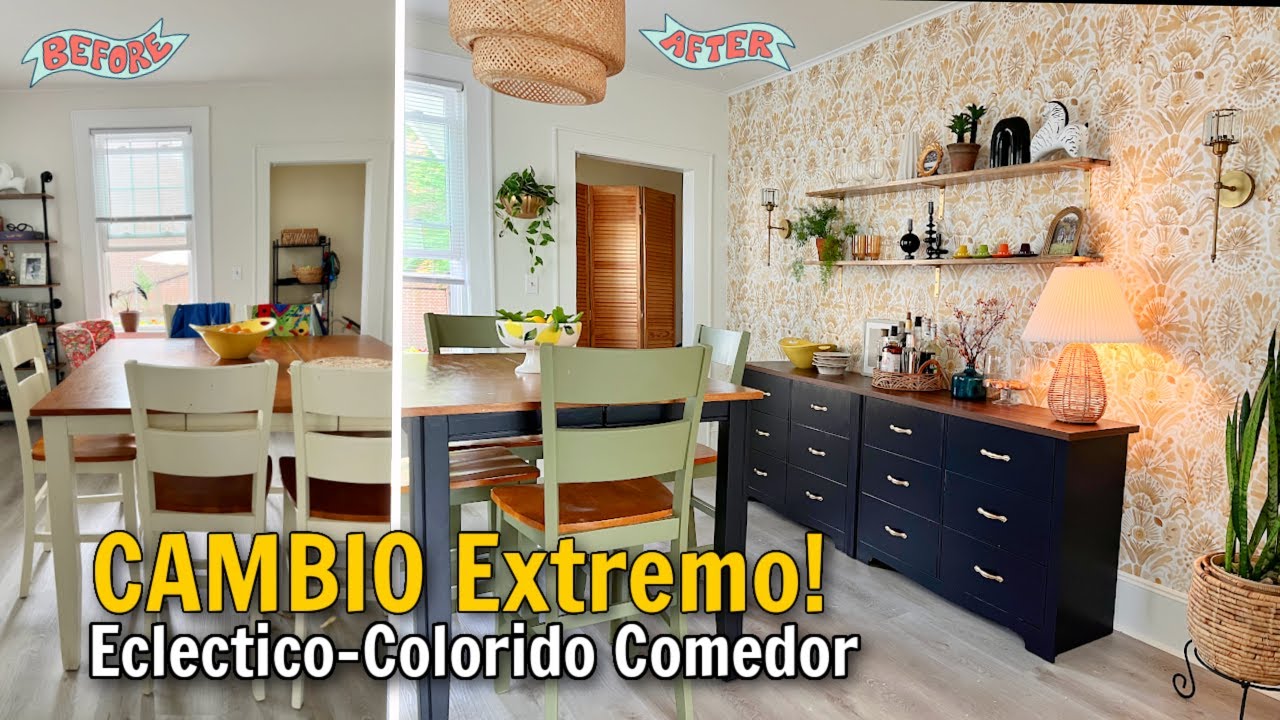 TRANSFORMACIÓN de COMEDOR en ELEGANTE estilo ECLECTICO- BOHO 😱 DALE COLOR!  DIY Dining Room MAKEOVER