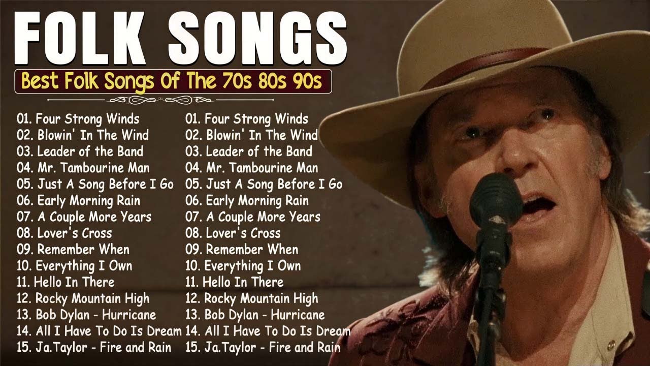 Beautiful Folk Songs 💎 Classic Folk Songs 70's 80's - Neil Young, Simon & Garfunkel,James Taylor