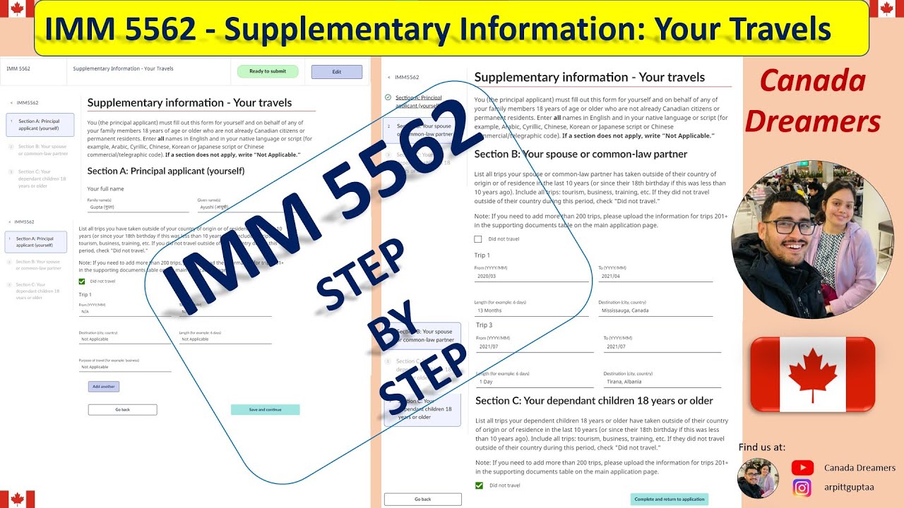 IMM 5562 — Дополнительная информация — Ваши путешествия — Форма для конкретной страны — Индия