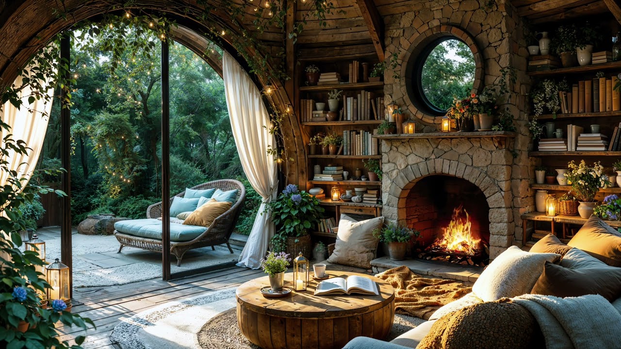 Spring Blossoms by the Fireside 🌸🔥 Cozy Fireplace Corner Ambience for Reading, Relaxation & Sleep