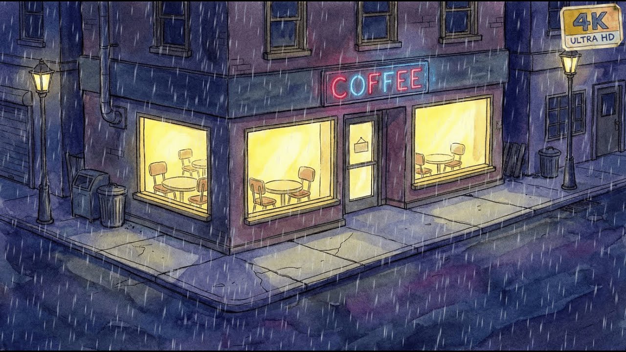 She is working tonight 🌧️ Late Night Coffee Nostalgic Jazz