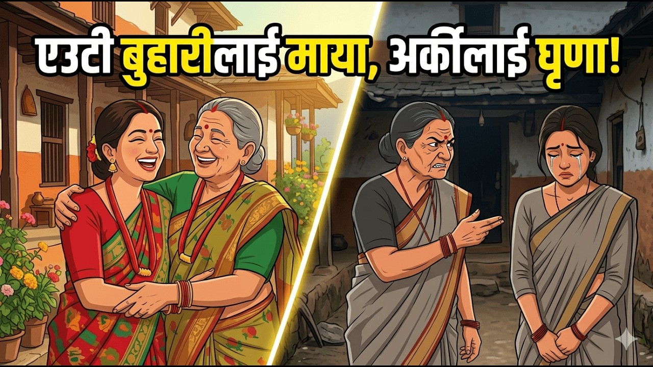 एउटी बुहारीलाई माया, अर्कीलाई घृणा | नेपाली लोक कथा  | Nepali Lok Katha | Nepali Folk Tale |