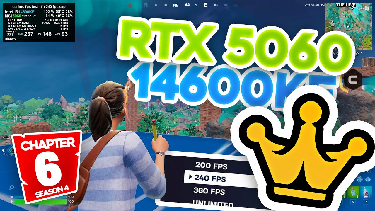 Intel i5 14600KF + MSI 5060 (noble scrims 240 fps cap) fortnite chapter 6 season 4