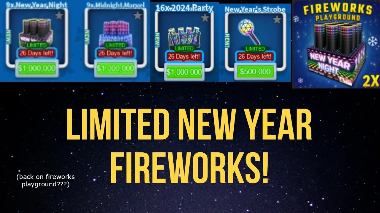 (NEW UPDATE) New Year Fireworks! | New Year's Strobe, AND MORE! | Fireworks Playground (Roblox)