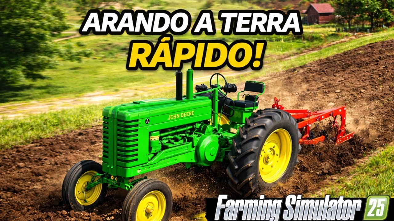Time-Lapse Incrível: Trator John Deere Antigo Arando a Terra no Farming Simulator 25