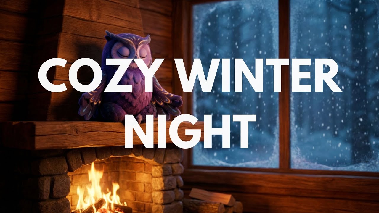 Sleep in a Cozy Mountain Cabin During a Snowstorm | Crackling Fireplace Sounds